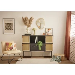 Structure Box Cube 4 cases 35,2x30x137,2cm bois noir