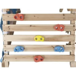 Structure enfant bois toboggan tipi escalade filet et cale-pieds 180x145,5xH60cm