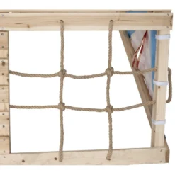 Structure enfant bois toboggan tipi escalade filet et cale-pieds 180x145,5xH60cm
