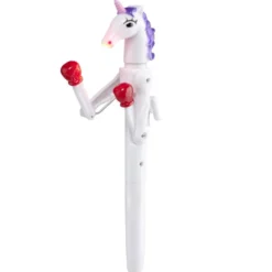 Stylo LED licorne articulé L19cm (2 modèles rose ou blanc)