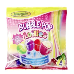 Sucette Bubble Pop Lollies x8 avec chewing gum au coeur