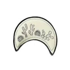 Support à bijoux forme croissant de lune céramique noir 8,5x10,5cm