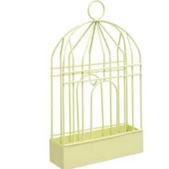 Support cage déco métal jaune pour spirale encens anti-moustique 15x5xH20cm
