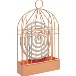 Support cage déco métal rouge pour spirale encens anti-moustique 15x5xH20cm