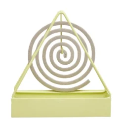 Support en métal jaune pour spirale encens anti-moustique 15x4,5xH15,5cm