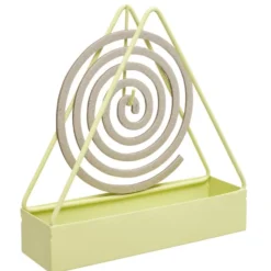 Support en métal jaune pour spirale encens anti-moustique 15x4,5xH15,5cm