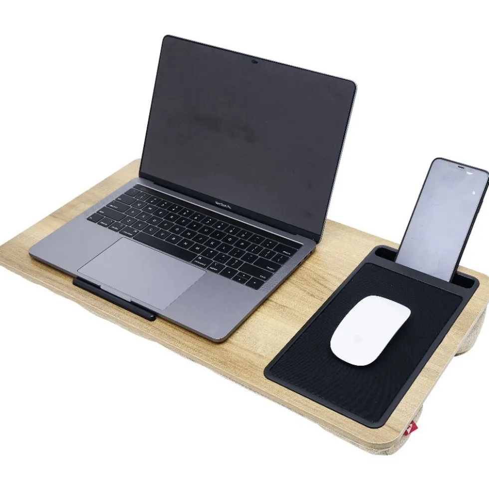 Support pour ordinateur portable nomade bois naturel 57x30xH7,5cm