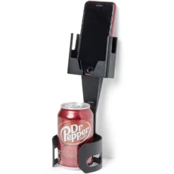 Support téléphone porte gobelet 2 en 1 abs noir