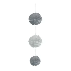 Suspension 3 boules chiffon en papier gris