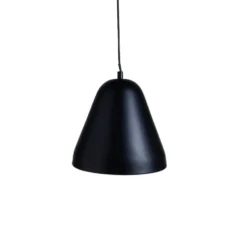 Suspension cône métal et plastique noir Ø28xH26cm