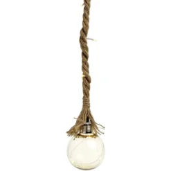 Suspension déco LED ambré corde en jute Ø10xH80cm petit modèle