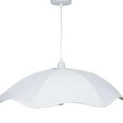 Suspension double polyester et métal blanc Ø80xH16cm