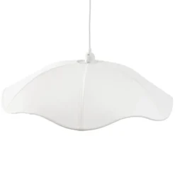 Suspension double polyester et métal blanc Ø80xH16cm