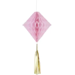 Suspension en papier rose de forme géométrique x 3