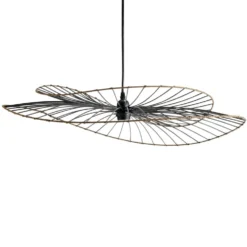 Suspension ondulée double filaire métal noir Ø69xH13cm