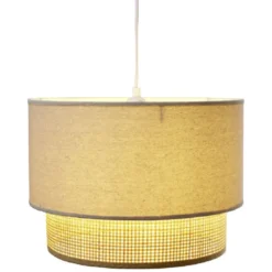 Suspension ronde 2 niveaux bambou blanc Ø35xH115cm