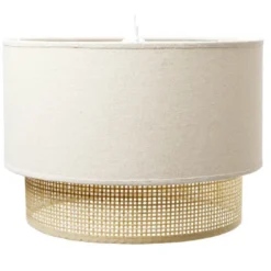 Suspension ronde 2 niveaux bambou blanc Ø35xH115cm