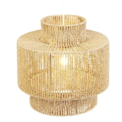 Suspension ronde à 3 niveaux en cordage imitation jute naturel