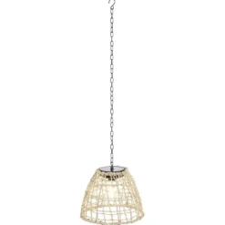 Suspension solaire effet rotin tressé quadrillage ajouré Ø22xH110cm