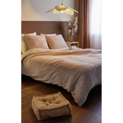 Suspension tulipe laine bouclée blanche Ø25xH70cm