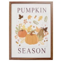 Tableau automne citrouilles cadre en bois 30x40cm (2 modèles)