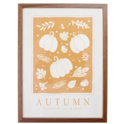 Tableau automne citrouilles cadre en bois 30x40cm (2 modèles)