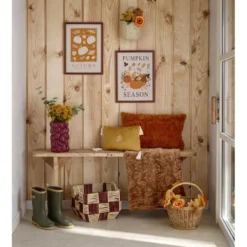 Tableau automne citrouilles cadre en bois 30x40cm (2 modèles)