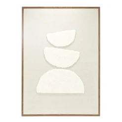 Tableau décoratif motif laine bouclée beige et marron bords bois 50x70cm (3 modèles)