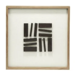 Tableau en bois motif contemporain 3D noir 38x38cm (2 modèles)