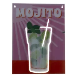 Tableau rectangulaire MOJITO avec verre contour néon 32x43cm