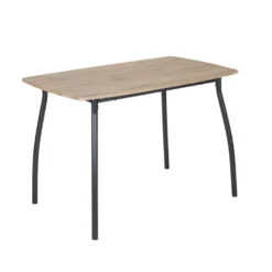 Table avec 4 chaises Luffi métal noir et bois marron 100x70xH75cm