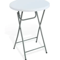Table bar de jardin pliante Fiesta ronde plastique blanc Ø80xH110cm