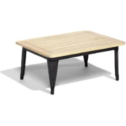 Table basse de jardin Fabrik métal noir et acacia 80x60xH35 cm