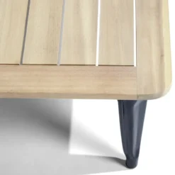 Table basse de jardin Fabrik métal noir et acacia 80x60xH35 cm