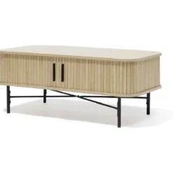 Table basse Grège bois naturel et noir - L100xH40xP50 cm