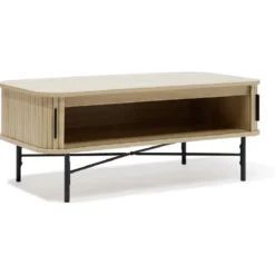 Table basse Grège bois naturel et noir - L100xH40xP50 cm