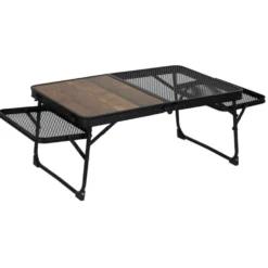 Table basse pliable bois et métal finition grille noir 91x42xH29,5cm