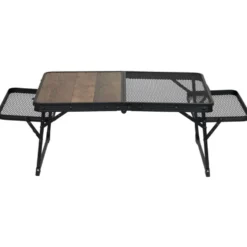 Table basse pliable bois et métal finition grille noir 91x42xH29,5cm
