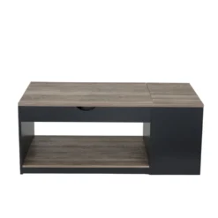 Table basse relevable Laura bois et métal noir 110x60xH45à57cm
