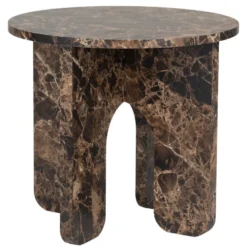 Table basse ronde Terra bois marron effet marbré Ø40xH40cm