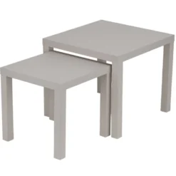 Table basse x2 carrée en bois blanc Gabby 39x39xH38cm et 50x50xH43,5cm
