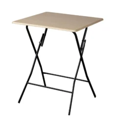Table carrée pliante naturel pieds métal noir L.60 x l.60 x H.75 cm