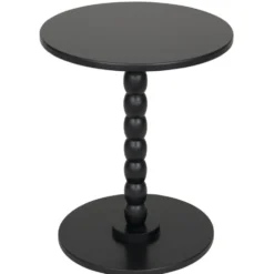 Table d'appoint ronde en bois noir Patchi Ø38xH46cm