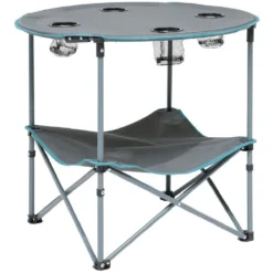 Table de camping pliable avec 4 porte-gobelets Ø70xH.60 cm