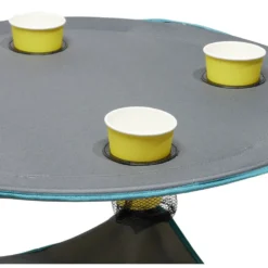 Table de camping pliable avec 4 porte-gobelets Ø70xH.60 cm