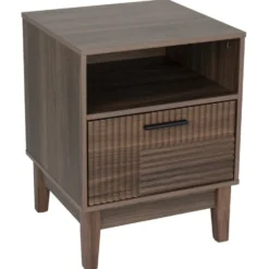 Table de chevet en bois Lida 1 niche et 1 tiroir marron foncé 40x39xH52cm