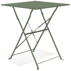 Table de jardin Boston pliante 2 personnes métal vert 60x60xH70cm