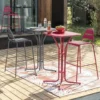 Table de jardin haute Fun métal rouge 60x60xH100cm