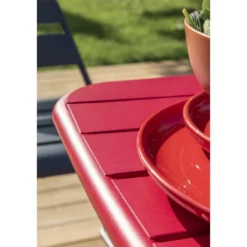 Table de jardin haute Fun métal rouge 60x60xH100cm