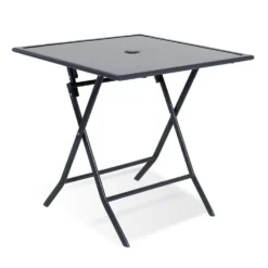 Table de jardin London pliante 2 personnes gris anthracite 70x70xH71cm